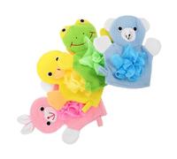 ibasenice 4pcs Boys and Girls Bath Mitts Shower Gloves with Cartoon Animals Soft Wash Glove Set for Boys and Girls Multi-Color for Bathing and Shower Use