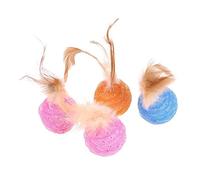 ibasenice 4pcs Candy Badminton for Cat Ball Pet Cat Toy Scratching Function Interactive Ball Toy for Indoor Training Random Color