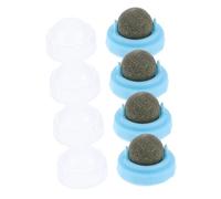 ibasenice 4Pcs Catnip Chew Balls Edible Licking for Teeth Care Wall Mounted Rotating Roller for Interactive Play Safe Cat Kitten Chew for Healthy Oral Hygiene