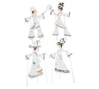 ibasenice 4pcs Chinese Shadow Puppet Kit for Hand-painted Traditional Character Craft Easy DIY Cultural Art Activity Educational and Creative Fun for Beginners and Families