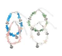 ibasenice 4pcs Coastal Ocean Charm Bracelets with Adjustable Stretchable Stone Beads Sea Star Turtle Design Bohemian Style Beach Accessories for Summer Vacation