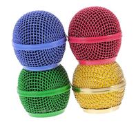 ibasenice 4pcs Colored Microphone Grill Heads Gold Rose Red Green Sky Metal Replacement Mesh Covers for Microphones for Performances and Recording