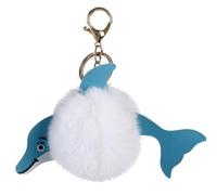 ibasenice 4pcs Creative Dolphin Keychains Plush Leather and Alloy Materials, Small Stylish Key Rings Hairball Design, and Women, Novelty Key Holder for Car and Bag Accessories