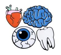 ibasenice 4Pcs Creative Organ Brooch Pins Brain Heart Eyeball Tooth Enamel Pins for Jackets Bags Hats Funny Unique and Ladies Accessories for Birthday Halloween Christmas