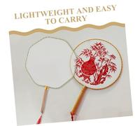 ibasenice 4pcs DIY Paddle Fans with Long Handles Double-sided Blank Round Fans for Painting Crafts Art Projects Weddings Tea Parties and Cultural Celebrations