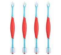 ibasenice 4pcs Double End Pet Toothbrush for Dog and Puppy Oral Care and Cleaning Tools for Pets Compact Design for Deep Cleaning Blue