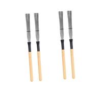 ibasenice 4pcs Drum Accessories Jazz Drum Brush Kit Steel Stick Retractable Wire Brush Snare Wire Rods Metal Sticks Wooden Handle