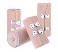 ibasenice 4pcs Elastic Wrap with Firm Support and Extra Metal Clips, Spandex Compression Wrap for Sports Injury, Ankle, Leg, Arm Support and First Aid Use