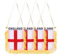 ibasenice 4pcs England Small Car Hanging Flags Mini Rearview Mirror Ornaments Window Banners for Football Fans Euro Decorations