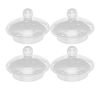 ibasenice 4pcs Glass Tea Cup Covers with Smooth Edge and Easy to Install Design, Sturdy Borosilicate Glass Lids for Teacups, for Camping and Parties