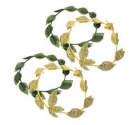 ibasenice 4pcs Gold Green Leaf Wreath Crown Handcrafted Roman Goddess Headpiece Lightweight Party Costume Headband for Weddings Renaissance Festivals Cosplay and Carnival Events