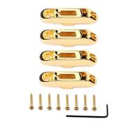 ibasenice 4pcs Golden Single String Bass Bridge Parts for Electric Guitar and Lightweight Bridge Replacement Smooth Polished Surface