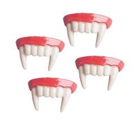 ibasenice 4pcs Halloween Vampire Fangs for Adults Comfortable Fake Tooth Caps for Cosplay Trick Treat Masquerade Parties Spooky Roleplay Accessory