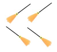 ibasenice 4Pcs Halloween Witch Brooms Set, Orange Mesh Decorative Wizard Broomsticks for Party Favor, ’S Halloween Costume Props and Haunted House Decor