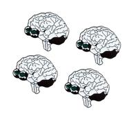 ibasenice 4pcs Human Brain Shaped Brooches Cartoon Style Alloy Pins for Women, White Brain Corsage Accessories Bulk Set, Suitable for Wedding Boutonniere and Daily Wear