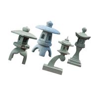 ibasenice 4Pcs Japanese Lantern Stone Statue Mini Bonsai Ornament Home Decor Aquarium Garden Zen Pagoda Figurines with Hexagonal Snow Seeing and Ancient High Lanterns