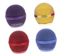 ibasenice 4pcs Microphone Metal Grille Mesh Grill Head Replacement Compatible Mic Supplies Cordless Mic Parts Microphone Grill Cover for Head Mesh