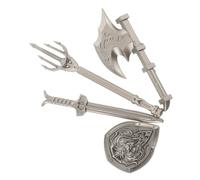 ibasenice 4pcs Miniature Building Block Sword and DIY Shield Kit for Play Set with Shield Fire Sword Trident and Compatible Accessories for Boys Creative Role Play and Imaginative Building
