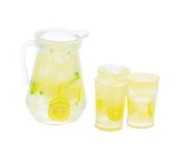 ibasenice 4pcs Miniature Dollhouse Lemonade Pitcher and Cups Realistic Lemon Tea and Iced Drink Pretend Play Accessories for Kitchen Decoration Photography Props Compact and Detailed Summer
