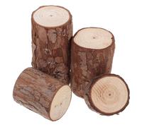 ibasenice 4pcs Natural Wooden Stump Miniatures for Hamster Habitat Decor Rustic Tree Stump Ornament with Varied Thickness for Small Animal Enclosure and Enriching Experience