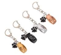 ibasenice 4PCS Pet Ashes Keychain Cremation Jewelry Mini Urn Pendant Dog Cat Paw Print Keepsake Vial Memorial Charm Hair Holder Portable Metal Capsule for Pet Remembrance