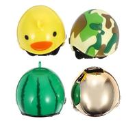 ibasenice 4pcs Pet Chicken Helmets Set with Funny Protective Hats for Hens, Lightweight Sturdy Pet Headgear in Gold, Yellow Duck, Camouflage and Watermelon Patterns for Poultry Safety