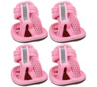 ibasenice 4pcs Pink Pet Dog Shoes Breathable Mesh Cotton Summer Booties for Dogs, Protect Paws from Hot Pavement, for Walking on Hot Pavement and Beach