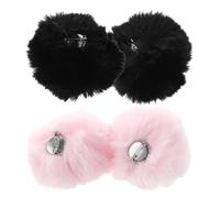 ibasenice 4pcs Plush Rabbit Tail Costume Balls, 2.36' Bunny Tail Accessories for Easter Halloween Christmas Cosplay Party Decorations, Light Pink and Black Pom Pom Set