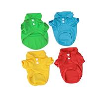 ibasenice 4PCS Pure Color Dog T Shirts for Small Pets Short Sleeve Clothing Random Colors for Summer Fun Breathable Durable Pet Outfits Random Color