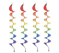 ibasenice 4pcs Rainbow Hanging Swirl Decorations Outdoor Garden Windsock Flags Rotating Pride Ribbon Party Ornaments for Patio Lawn Festival Celebration