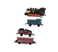 ibasenice 4Pcs Retro Steam Train Set Pull Back Model Vehicles for Boys Alloy Construction Educational Play Compatible for Connecting