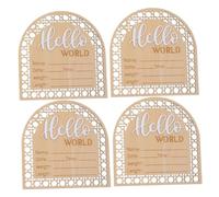 ibasenice 4pcs Rustic Birth Announcement Sign Wooden Letter Board Custom Name Sign for Nursery
