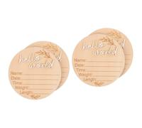 ibasenice 4pcs Shaped Newborn Birth Announcement Sign Natural Name Plaque Cute Photo Prop for Nursery Decoration for Hospital and Home Use