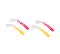 ibasenice 4pcs Silicone Feeding Spoons Safe Bending Design for Boy Girl Red Yellow for Solids for Toddlers Tableware