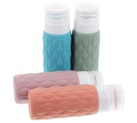 ibasenice 4pcs Silicone Travel Bottles for Toiletries 100ml Refillable Small Travel Containers with Dispensing Mechanism and Storage Bag for Easy Identification and Use
