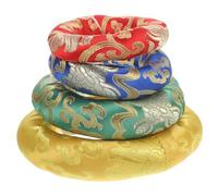 ibasenice 4pcs Singing Bowl Cotton Cloth Mats Set 10/12/14/16cm Nepal Handmade Decorative Bowl Pads for Meditation Yoga Random Color