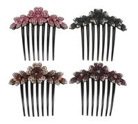 ibasenice 4pcs Sparkly Glitter Rhinestone Hair Combs for Wedding Prom with Gradient Designs Pink Purple Blue Gray Pink Ab Color Bridal Hair Side Combs for Bridesmaids Flower
