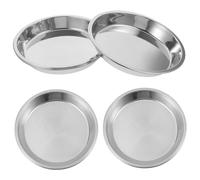 ibasenice 4Pcs Stainless Steel Cat Bowls Shallow Wide Design Anti-spill Food and Water Basins Kitten Feeding Dishes for Household Pets