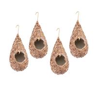 ibasenice 4pcs Straw Bird Breeding Nest Outdoor Hanging Bird Nest for Patio Provides Warmth and Shelter Natural Drainage and Ventilation Rustic Decoration