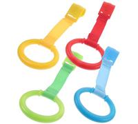 ibasenice 4pcs Toddler Pull Rings for Walking Learning Tools, Easy to Carry Plastic and Nylon Infant Crib Hand Pull Rings with Smooth Surface, Lightweight Boys and Girls Activity
