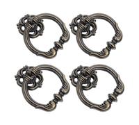 ibasenice 4pcs Vintage Bail Pull Handles for Wardrobe and Cupboard, Zinc Alloy Material with Antique Bronze Finish, Hollowed Floral Designs, Single Hole Installation, Easy to Install