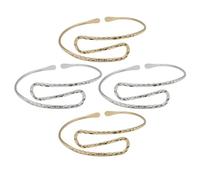 ibasenice 4pcs Wave Pattern Upper Arm Cuff Bracelets Set Adjustable Open Metal Arm Wrap Bangles Geometric S-Shaped Wedding and Party for Women