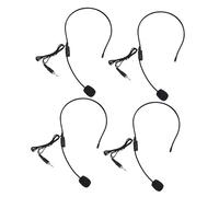 ibasenice 4pcs Wired Headset Microphone with Earhook, Screw Thread Condenser Microphone for Voice Amplifier, Loudspeaker Compatible Headset Mic for Classroom and Outdoor Use