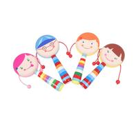 ibasenice 4Pcs Wooden Hand Drum for Boy Girl Educational Rattle Drums Smooth Edges Safe Mixed Styles for Cognitive and Hand-eye Coordination Development