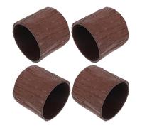 ibasenice 4pcs Wooden-like Flower Pots Rustic Tree Bark Vase for Small Plants and Succulents, PP Tree Stump Planter, Coffee, 11x10cm, Home Decor Floral Arrangement