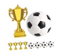 ibasenice 5 Sets Mini Football Trophy Cake Decorations Small Plastic Soccer and Award Cup Toppers for Sports Party Favors Birthday Cake Decor for Boys and Football Fans