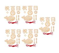 ibasenice 5 Sets Wood One Hundred Day Sign for Newborn Keepsake Photo Prop for Shower Party Decorations Commemorative Cards