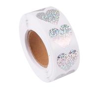 ibasenice 500pcs Heart Shape Self-Adhesive Sticker Label Roll with Strong Adhesiveness Silver Colour for Dress up Cake Bags and DIY Pastry Biscuit Decoration