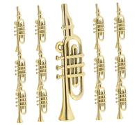 ibasenice 50pcs Mini Musical Instrument Models Golden Finish Small Clarinet Trumpet Flute Violin Ornaments for Christmas Tree DIY Crafts and Holiday Decorations