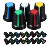 ibasenice 50pcs Plastic Potentiometer Knob Caps for Electric Guitars with 6mm Insert Shaft, Assorted Colours Including Red, Yellow, White, Green, and Blue, Featuring Excellent Touch Feeling